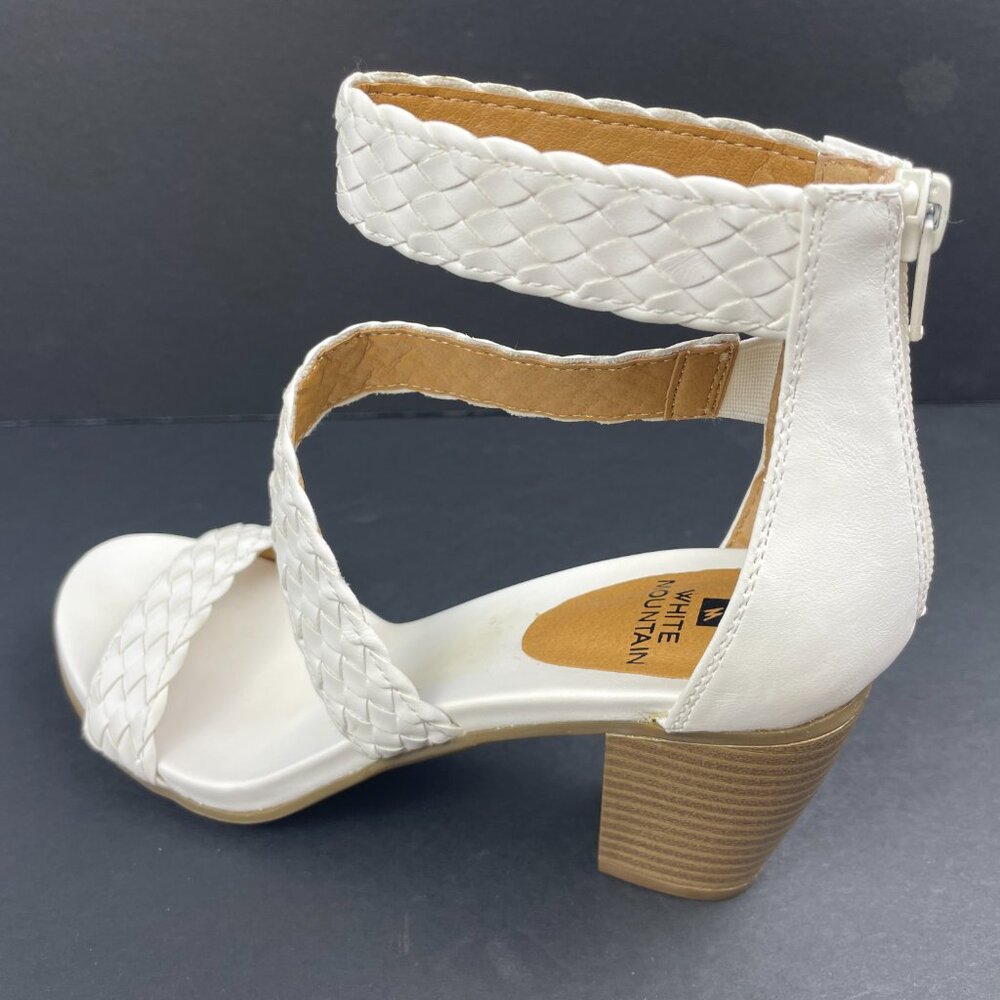 White Mountain SUNDOWN Gladiator White Braided Stacked Heel Sandals Size 6 M - Picture 7 of 12